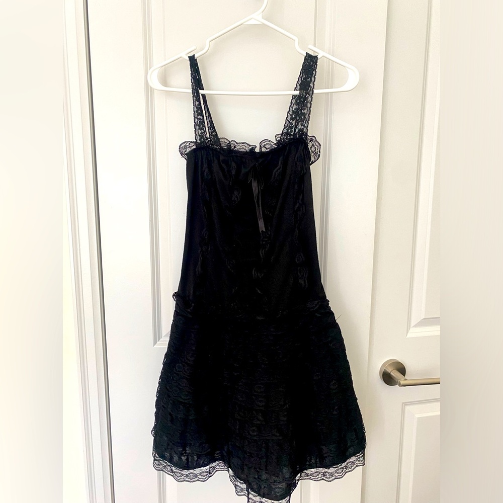 Vintage lace and cotton black dress